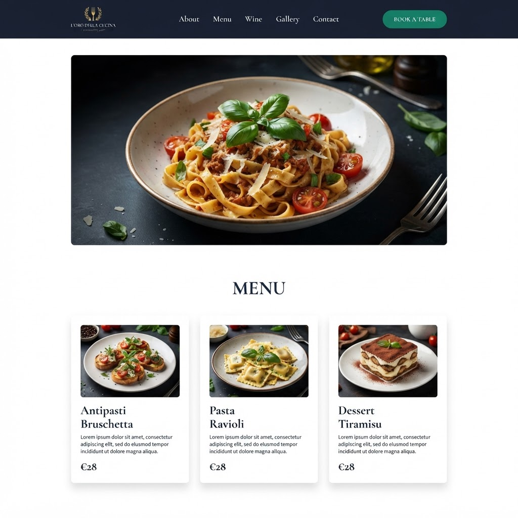 Esempio di vetrina digitale per ristorante: Trattoria da Marco